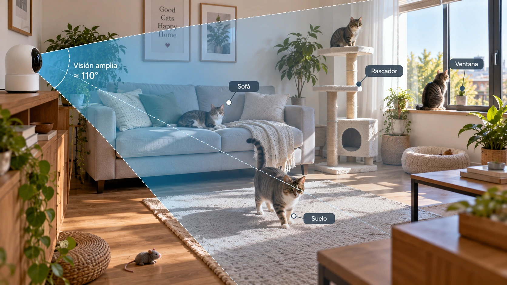 camaras para gatos de amplio campo visión dónde colocar una cámara para vigilar gatos