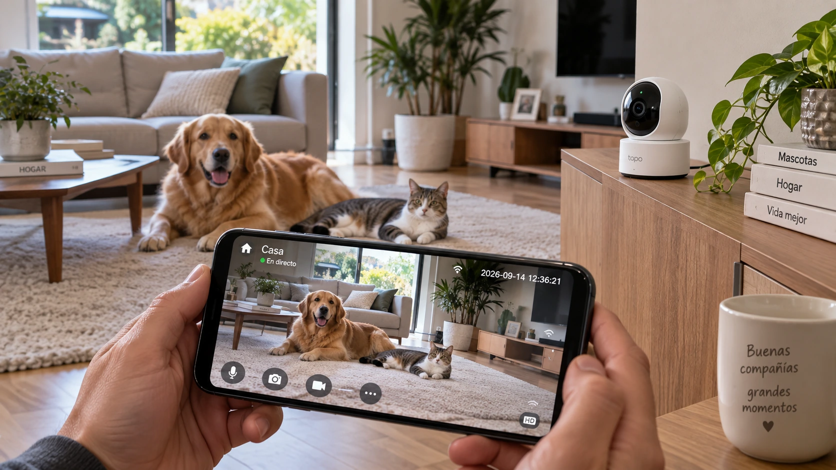 cámara para mascotas para vigilar perros y gatos desde el móvil